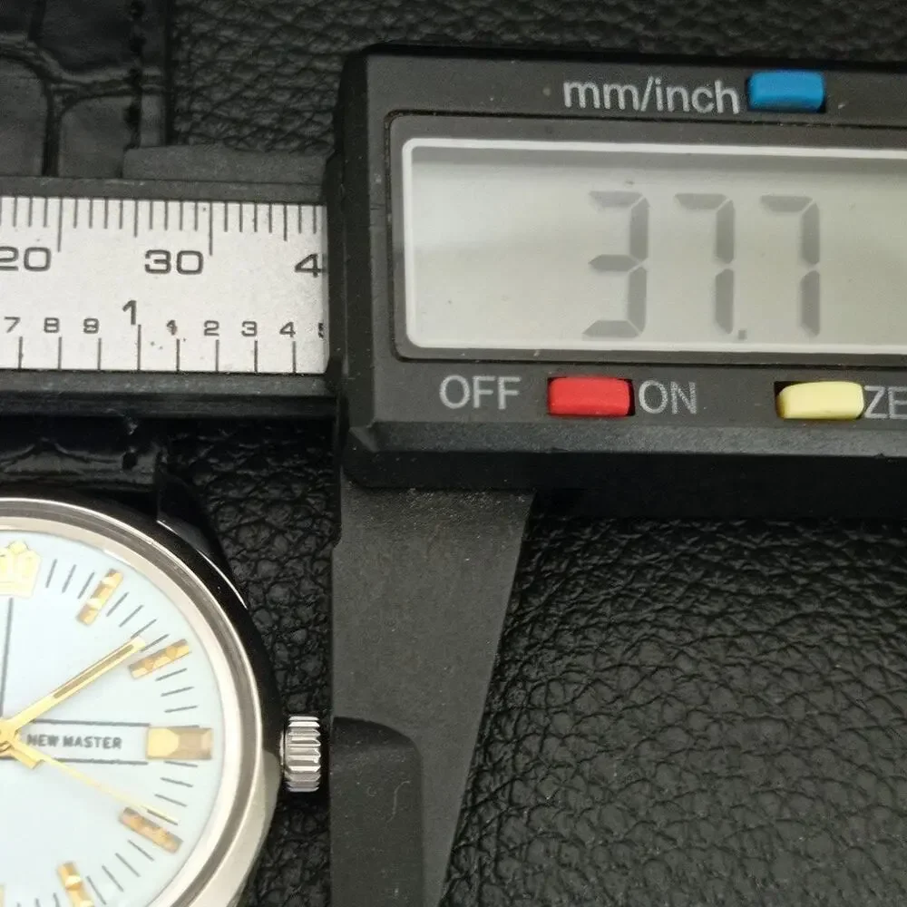 Vintage 1986 Citizen Manual Wound Mens Silver Watch & White accents